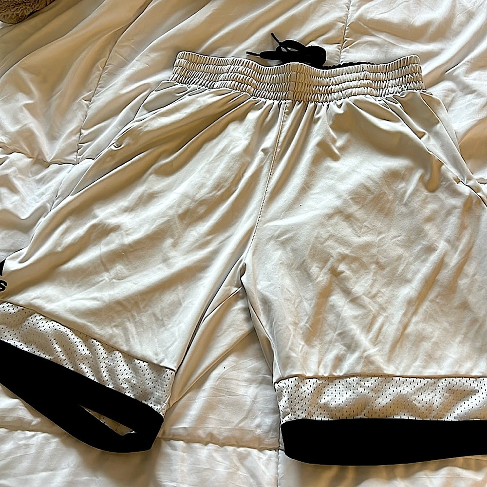 Adidas white black basketball shorts
